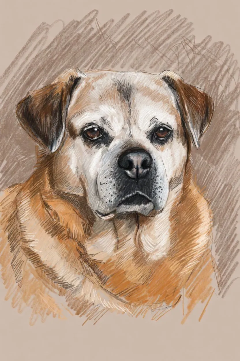 Illustration of a senior dog being gently supported by a lifting harness.
